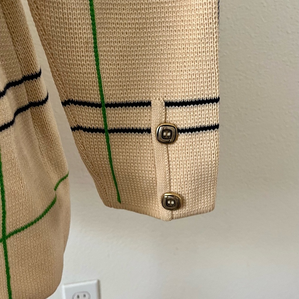 Cream Plaid Button-Front Knit Jacket - Picture 6 of 10
